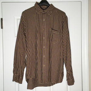 XL Land's End Maroon/Tan Plaid Flannel Button-down